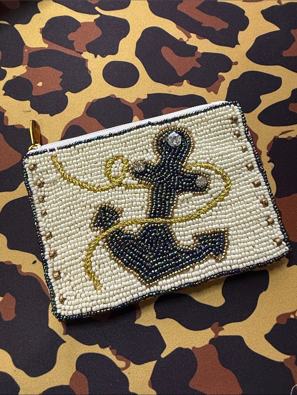 Beaded Anchor Zipper Pouch